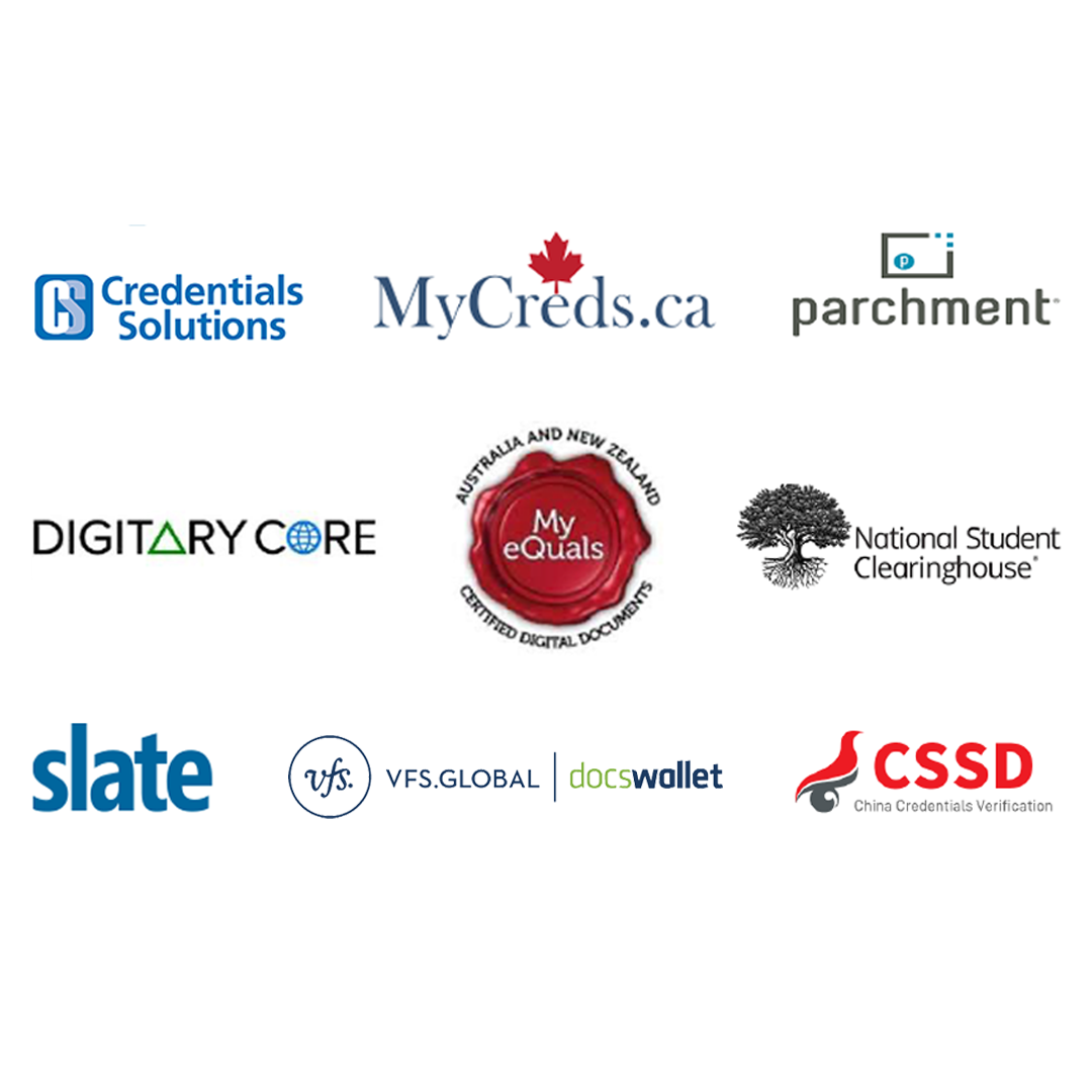 WES Technology partners Logos for the following partners: Credential Solutions. MyCreds.ca Parchment. DigitaryCore. MyEquals. National Student Clearinghouse. Slate. VFS. Global | Docswallet. CSSD China Credentials Verification