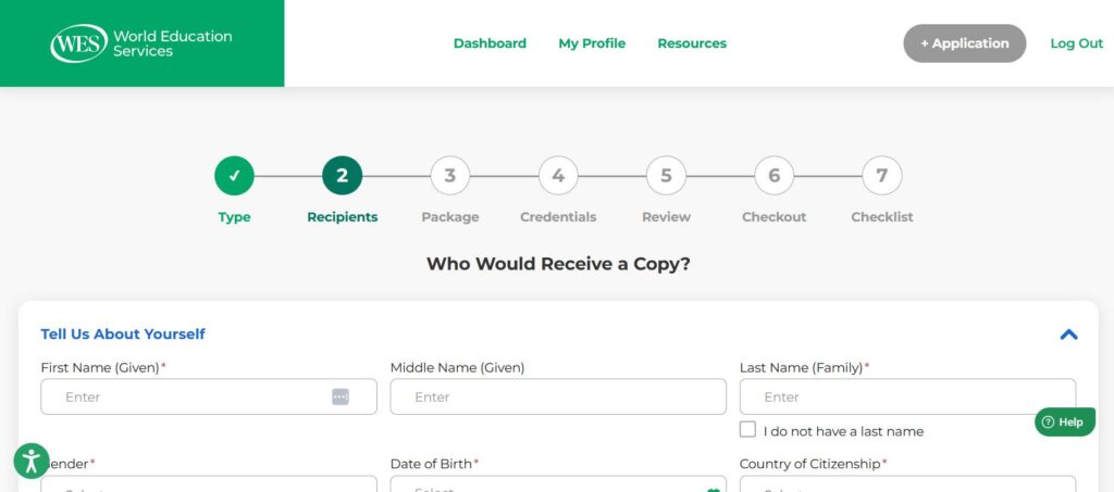 new portal view application progress screenshot