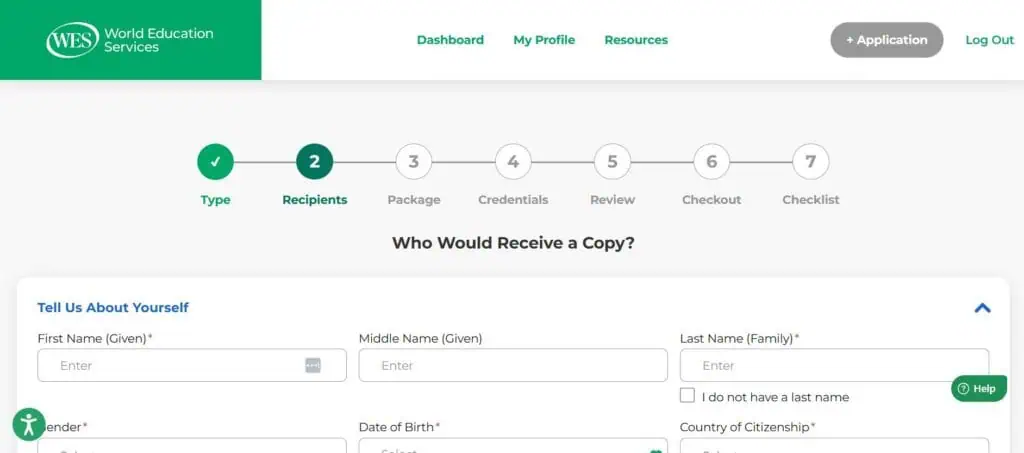 new portal view application progress screenshot