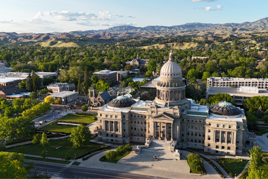 The Idaho statehouse from above.
