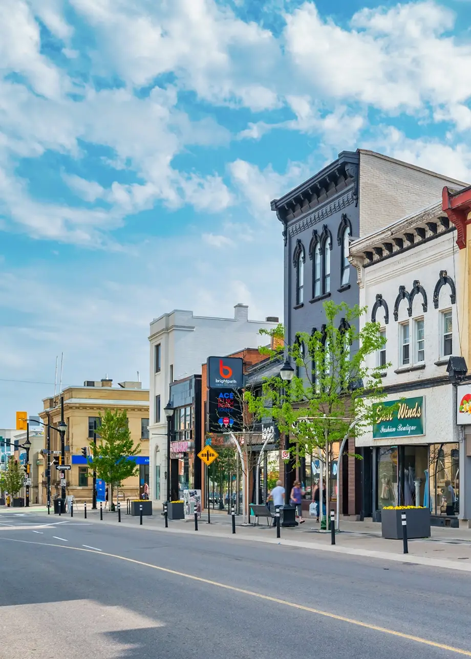 A photo of a main street in the United States
